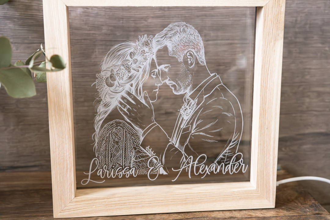 Preview: LED Bilderrahmen mit Foto personalisiert